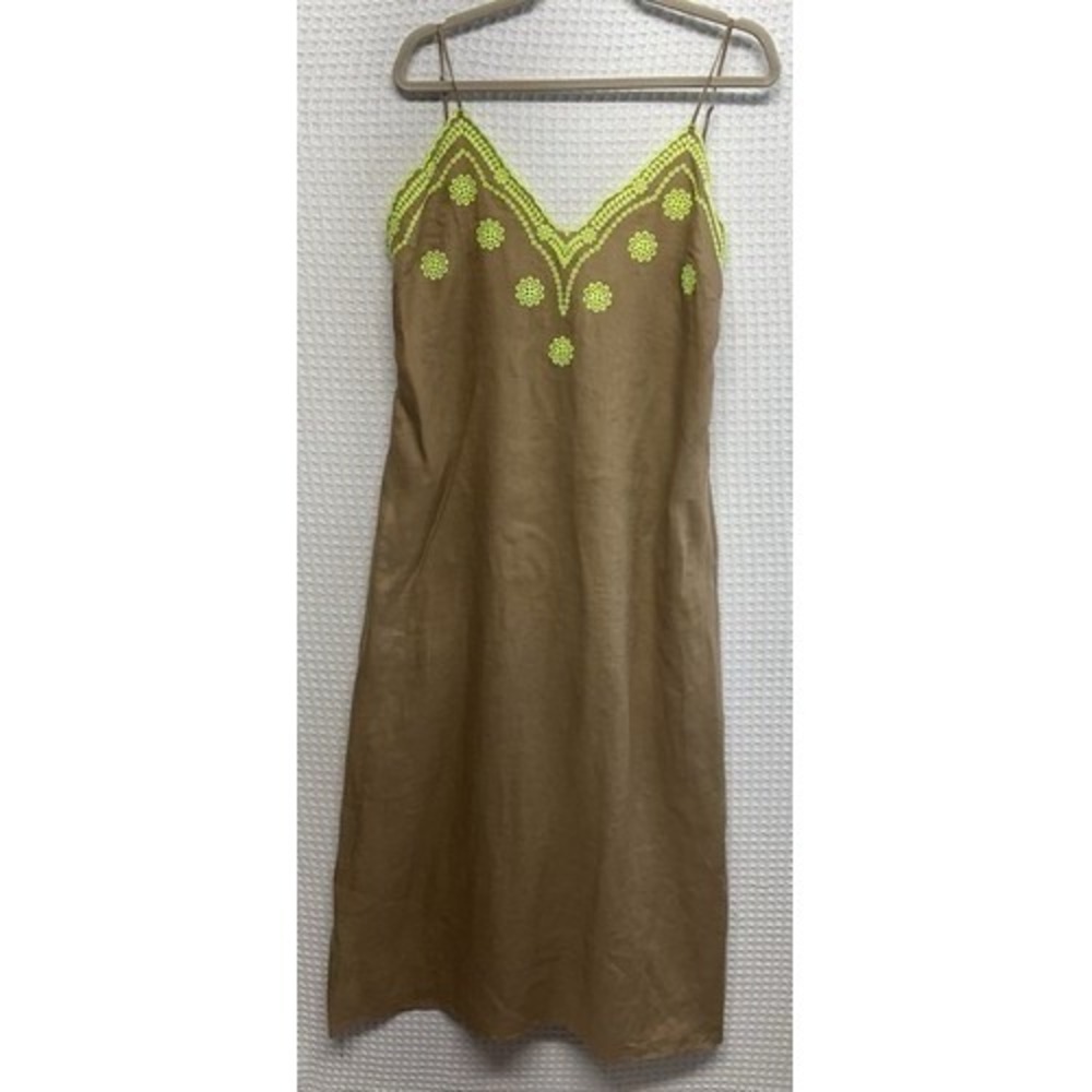 NWOT Zara Beige/Brown Embroidered Sleeveless‎ Tank Sundress Women Large China